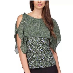 Michael Kors Tie Shoulder Founce Floral Top